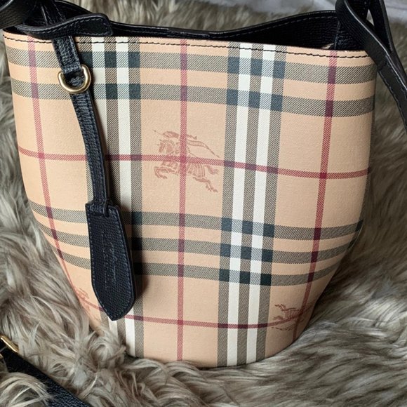 Burberry Bags Burberry Haymarket Check Colours Small Lorne Bucket Crossbody Black Poshmark